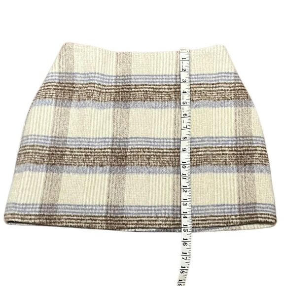 Lulus Cozy Chicness Ivory Plaid Brushed Wool Mini Skirt, Size S, NWOT - Picture 9 of 10